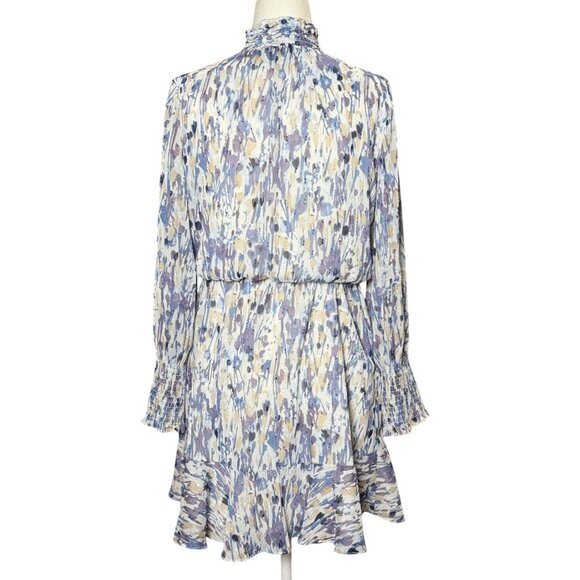 NEW White House Black Market Abstract Floral Dress Blouson Boho 6P White Purple - Picture 3 of 16